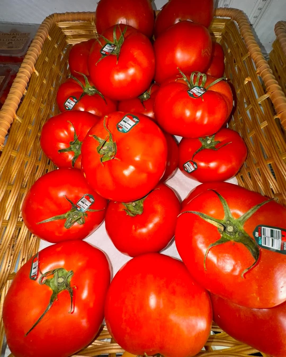 Vine-ripened beefsteak tomatoes from the Lewis Farms produce stand