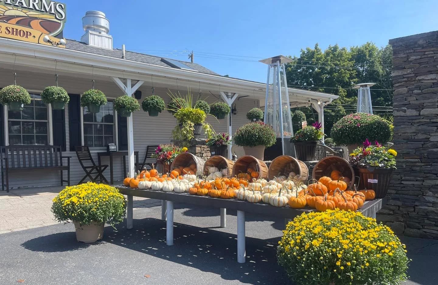 Baskets of fresh locally grown produce at Lewis Farms in Southington, Connecticut