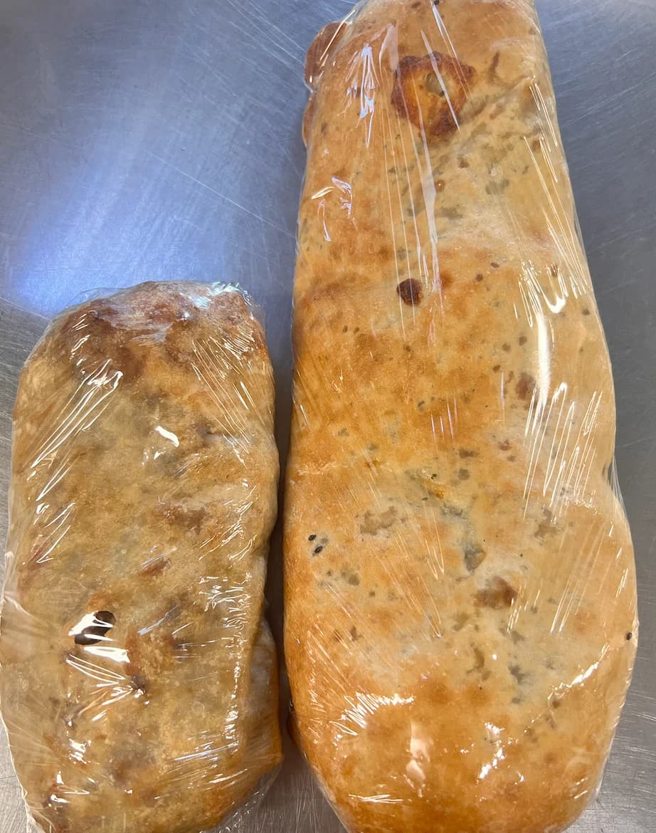 Sausage and peppers stuffed bread from Lewis Farms Bakery