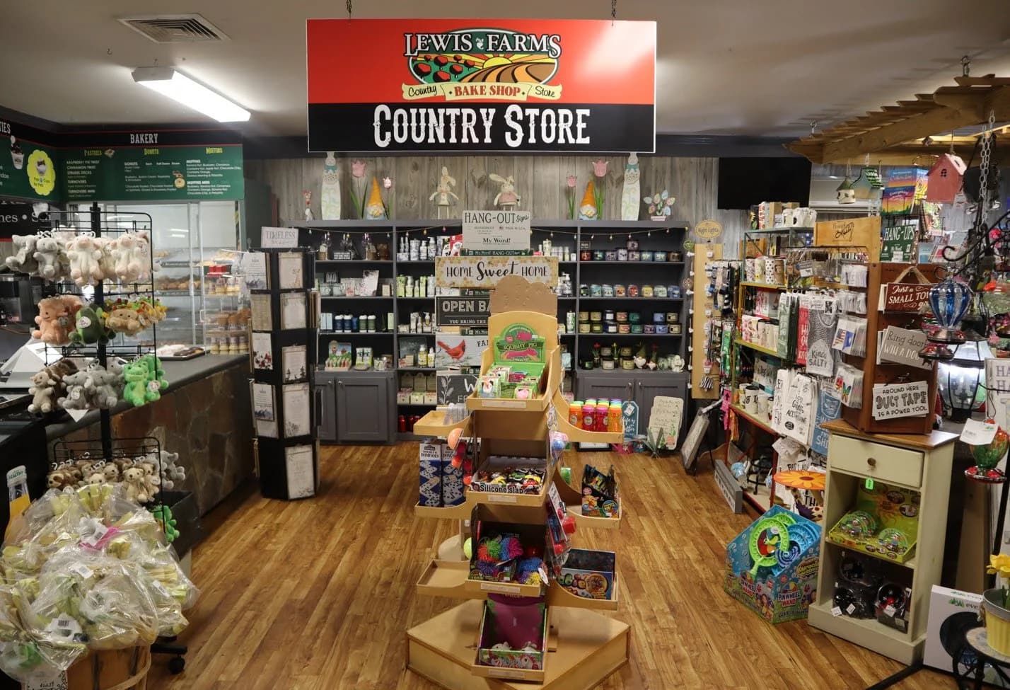 Inside the Lewis Farms Country Store with displays of seasonal goods and gifts