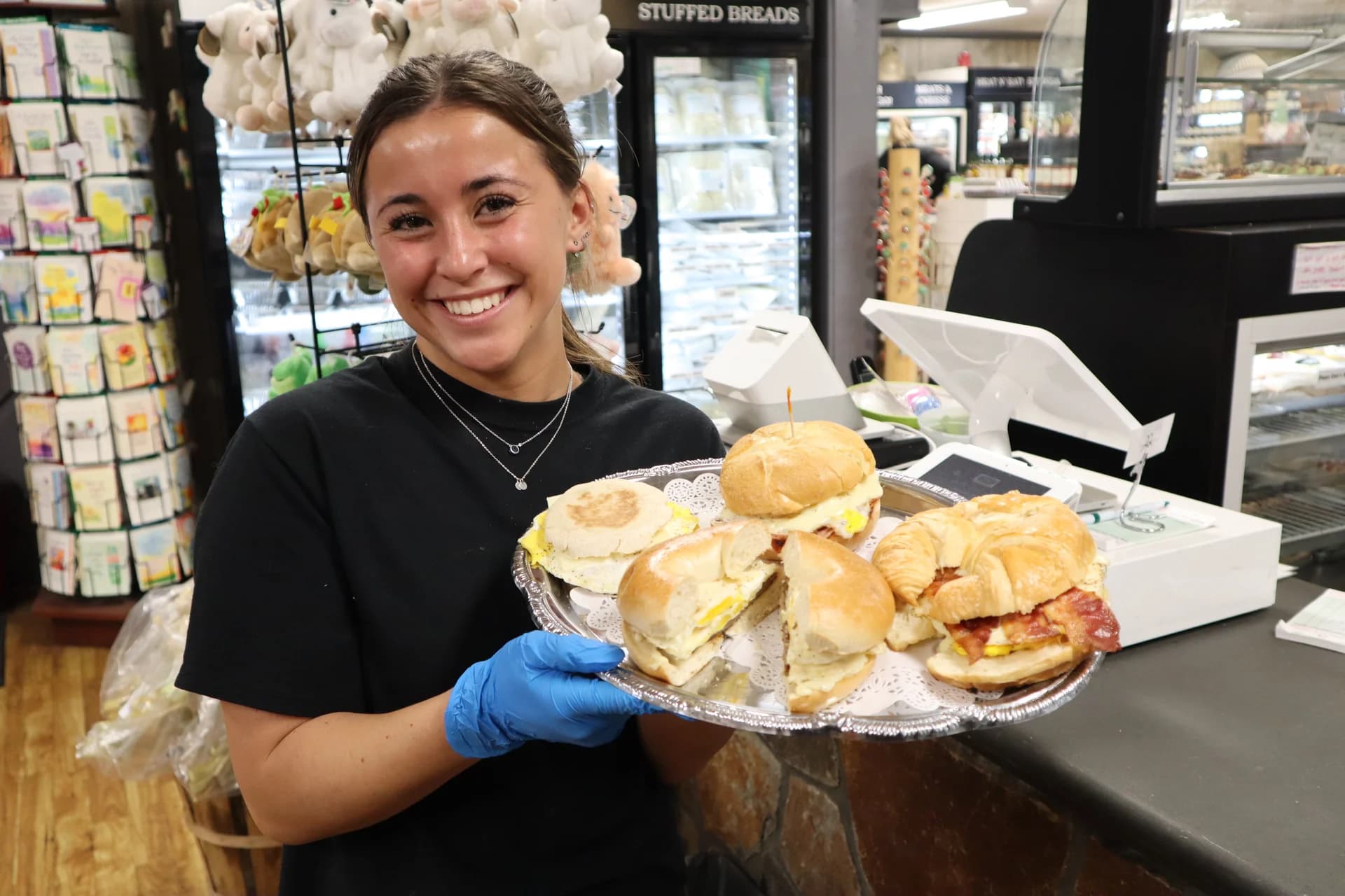 Fresh brewed coffee and breakfast counter at Lewis Farms